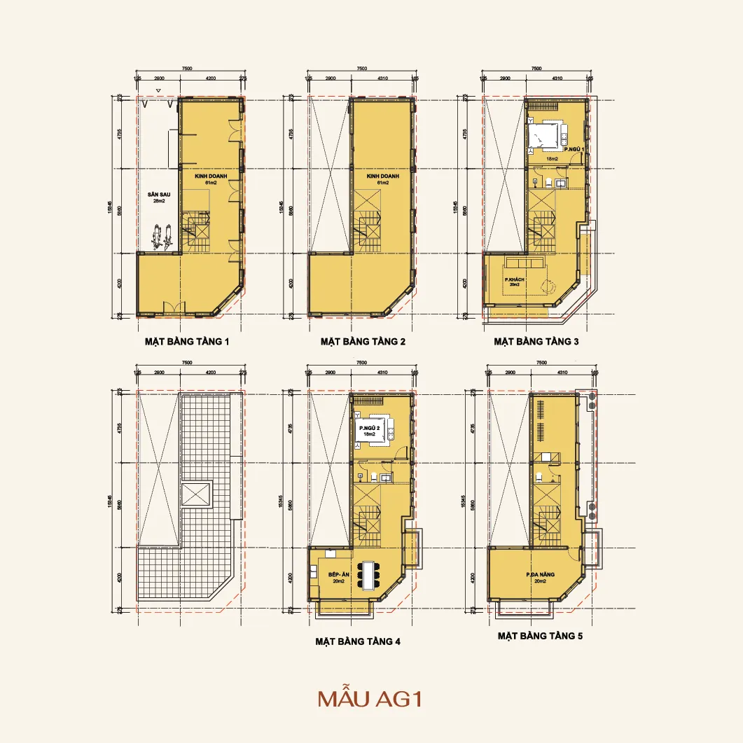 Bố trí điển hình – Tầng 4 & 5